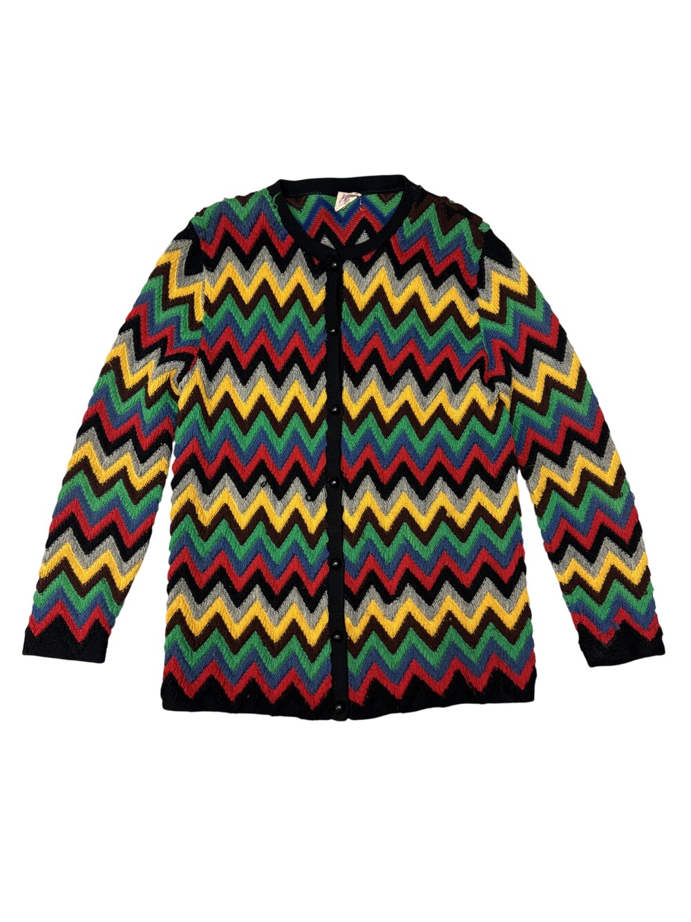 Vintage Rovi Sportwear Cardigan Sweater Womens Medium Multicolor Chevron 50s